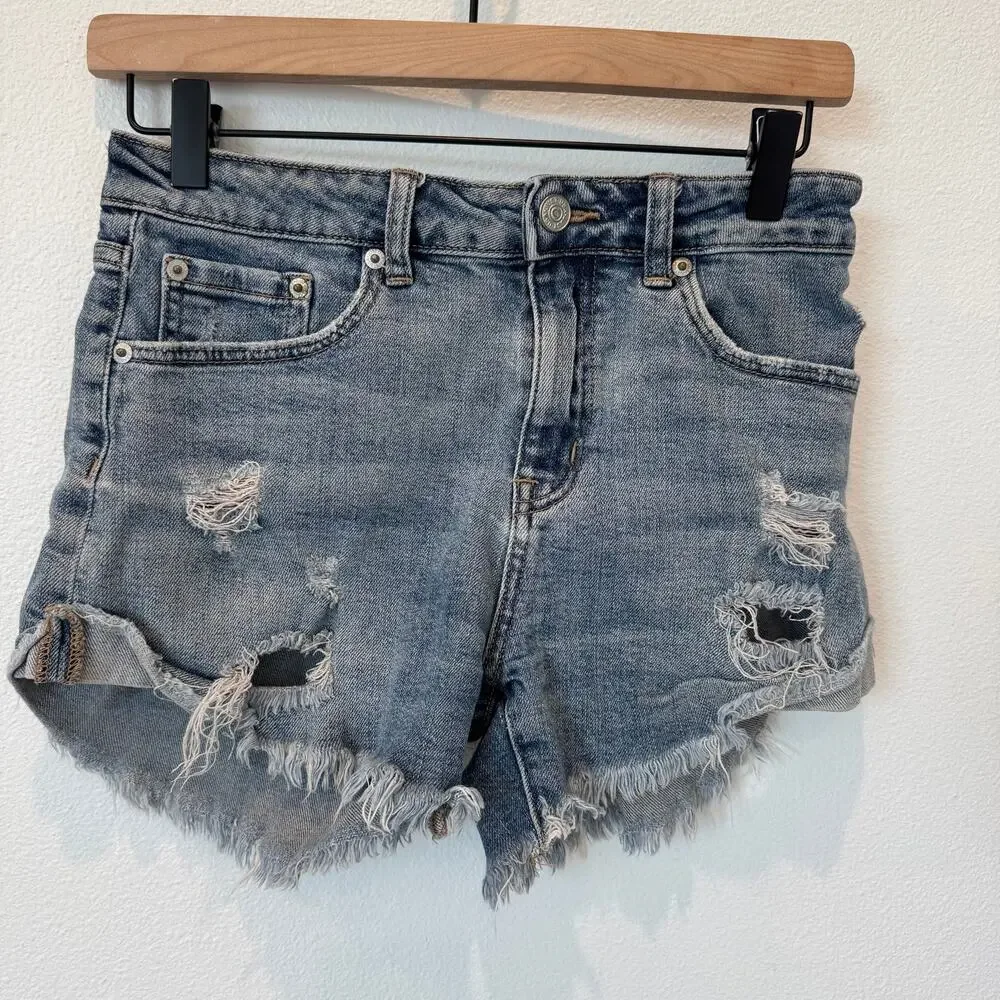 JUSTUSA Distressed Denim Western Cut Off Shorts Small